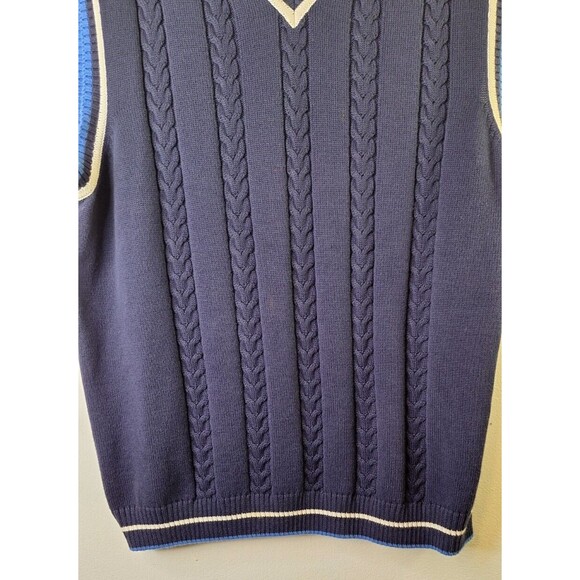 T. HARRIS LONDON Cable Knit Sweater Vest Men's XXL Preppy Academia School Nerdy - Picture 6 of 7